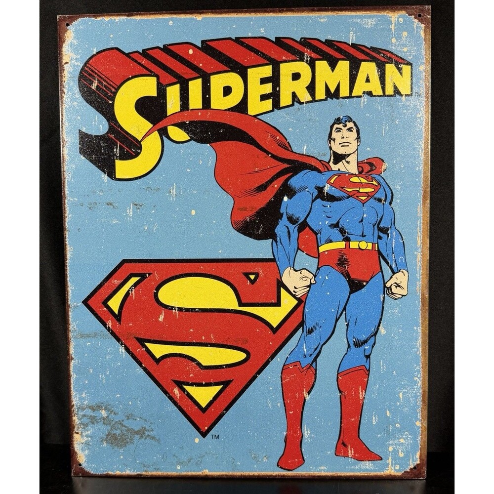 Superman Vintage Metal Tin Sign 16 x 12.5 inch DC Comics